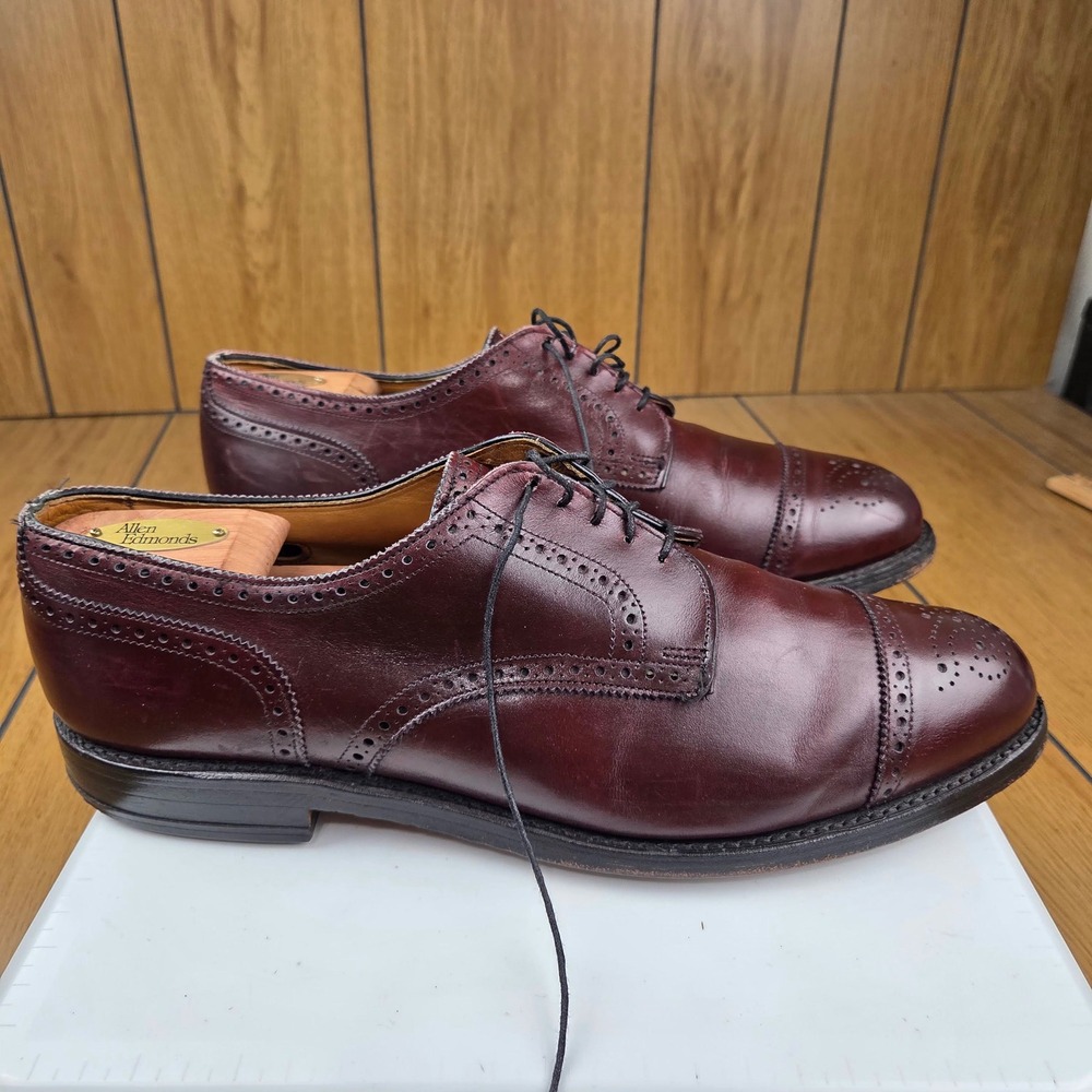 Allen Edmonds Lexington Burgundy Leather Cap Toe Derby Shoes Mens 13 EEE 5171